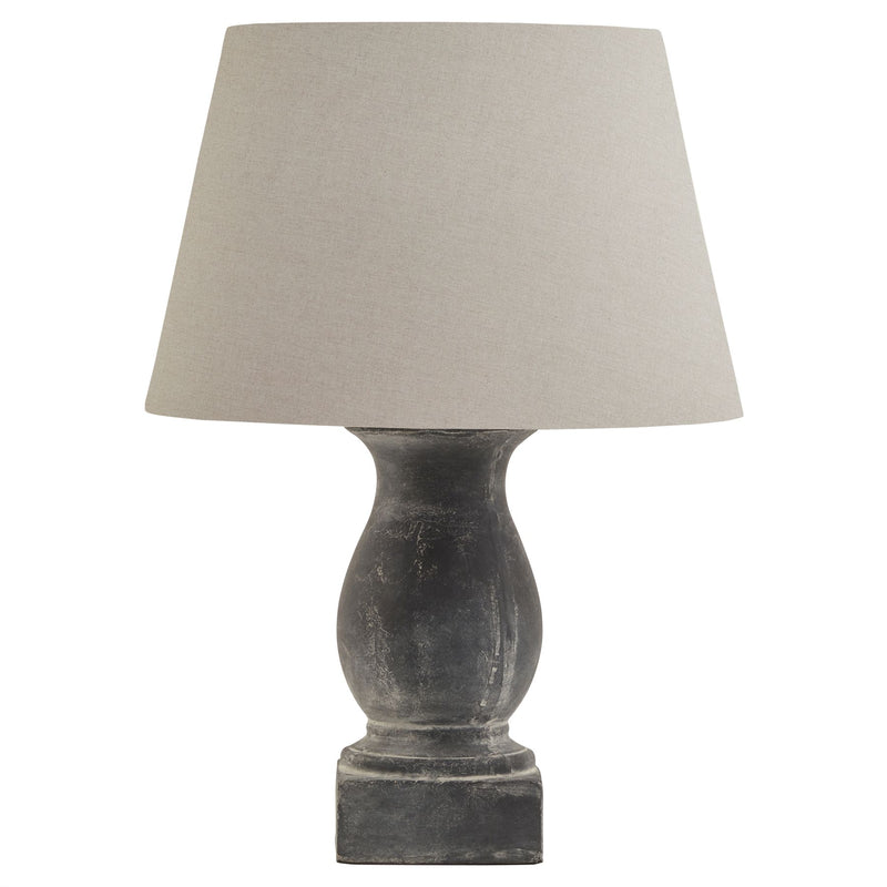 Amalfi Grey Pillar Table Lamp With Linen Shade